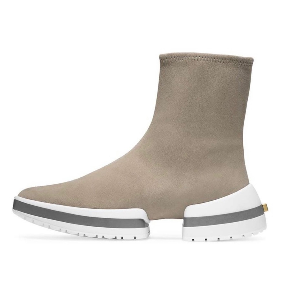 Stuart Weitzman Sneaker Sock Bootie Shoes Women’s 7.5 Seal Light Taupe HTF! - Picture 3 of 16
